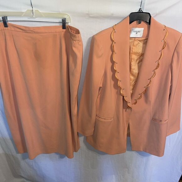 Jackets & Blazers - Louise Ricci Women’s Skirt Suit Size 20 Orange Business Formal Party